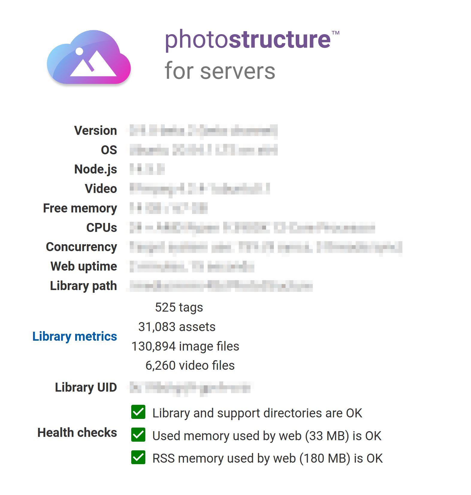 Screenshot of PhotoStructure&rsquo;s about page